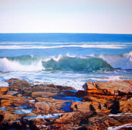 Beavertail State Park Painting, 24″ x 24″, Acrylic on Canvas, 2010, by Artist Charles C. Clear III