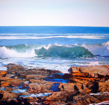 Beavertail State Park Painting, 24″ x 24″, Acrylic on Canvas, 2010, by Artist Charles C. Clear III