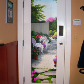 Trompe l’oeil Door Mural painted by Artists Charles C. Clear III and Bonnie Lee Turner of The Art Of Life