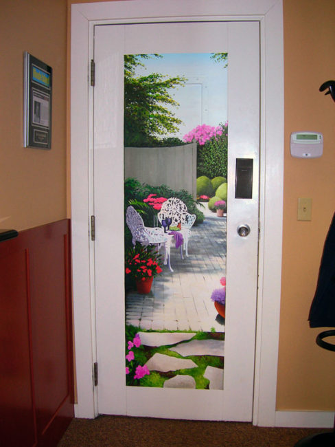 Trompe l’oeil Door Mural painted by Artists Charles C. Clear III and Bonnie Lee Turner of The Art Of Life