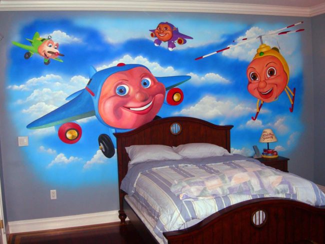 Jay Jay The Jet Plane Mural painted by Artists Charles Clear and Bonnie Lee Turner of The Art Of Life