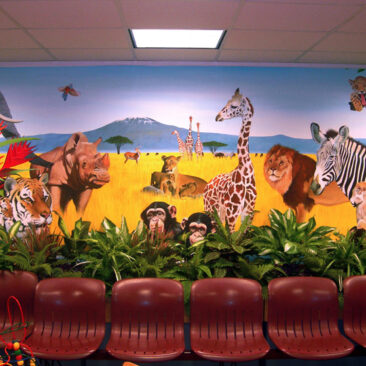 Serengeti Wild Animal Mural Painted by the Artists of The Art Of Life