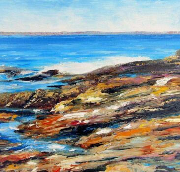 Rainbow Rock Seascape Painting by Artist Charles C. Clear III