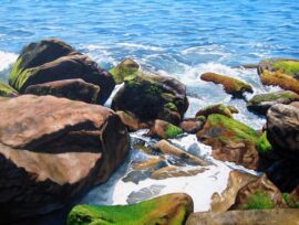 Harbor Refuge Seascape Painting, 16″ x 20″, Acrylic on Canvas, 2013, by Artist Charles C. Clear III