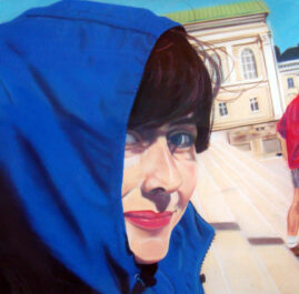 Woman in Blue Pastel Painting by Artist Bonnie Lee Turner