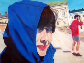 Woman in Blue Pastel Painting by Artist Bonnie Lee Turner