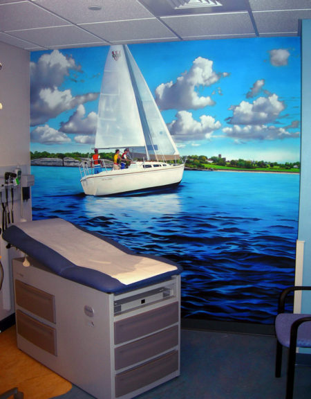 Sailboat Mural in Treatment Room by Artists Charles C. Clear III and Bonnie Lee Turner of The Art Of Life
