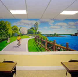 East Bay Bike Path Mural by The Art Of Life painted at Bradley Hospital in East Providence RI
