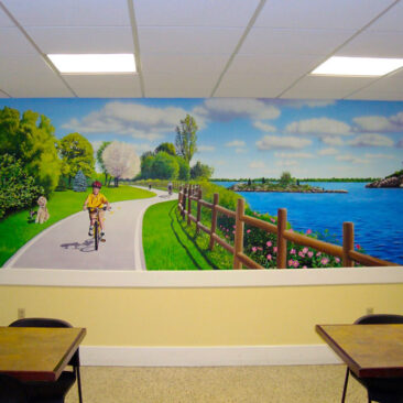 East Bay Bike Path Mural by The Art Of Life painted at Bradley Hospital in East Providence RI