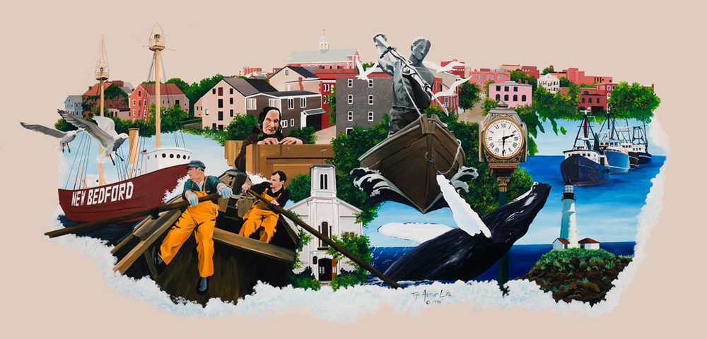 New Bedford Montage Mural Painted in a V.A. Primary Care Center in New Bedford by The Art Of Life