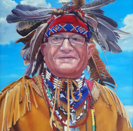 Native American Portrait of Pokanoket Sachem by Artist Charles C. Clear III