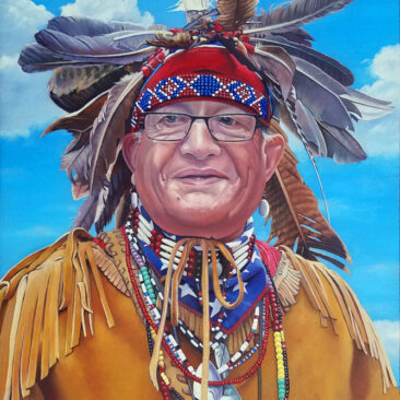 Native American Portrait of Pokanoket Sachem by Artist Charles C. Clear III