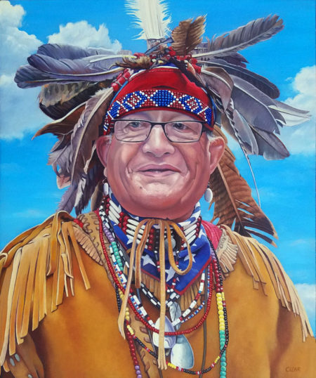 Native American Portrait of Pokanoket Sachem by Artist Charles C. Clear III