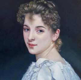 Gabrielle Cot Portrait by Charles C. Clear III for Fakes and Forgeries Art Exhibit at Newport, RI Gallery