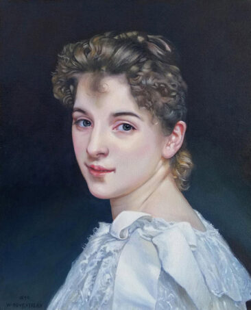 Gabrielle Cot Portrait by Charles C. Clear III for Fakes and Forgeries Art Exhibit at Newport, RI Gallery