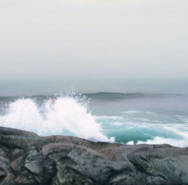 Breaking Waves in the Fog Oil Painting by Artist Charles C. Clear III