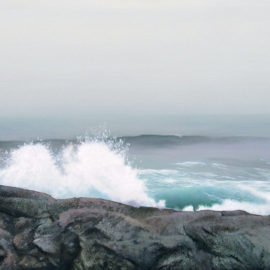 Breaking Waves in the Fog Oil Painting by Artist Charles C. Clear III