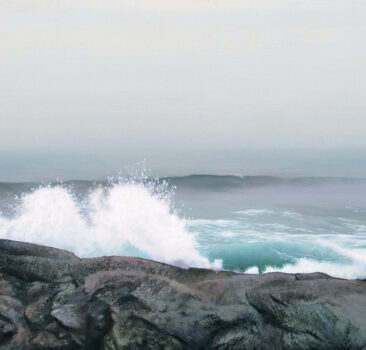 Breaking Waves in the Fog Oil Painting by Artist Charles C. Clear III