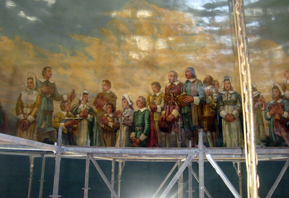 Completed Restoration of the Mural inside the Dome of the Rhode Island State House by Artist Charles C. Clear III