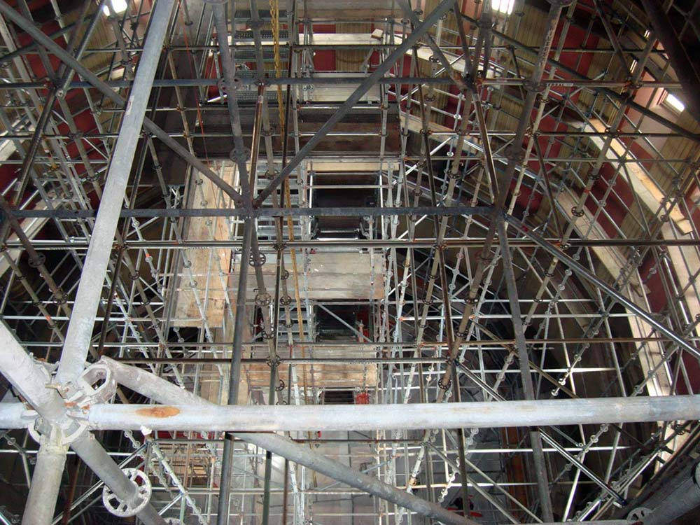 Scaffolding inside the Dome of the Rhode Island State House in Providence, Rhode Island