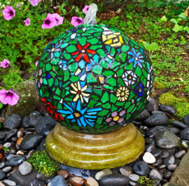 Mosaic Memorial Fountain Garden Sculpture by Artist Bonnie Lee Turner