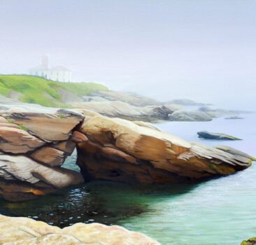 Beavertail Light and Fog by Rhode Island Artist Charles C. Clear III