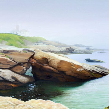 Beavertail Light and Fog by Rhode Island Artist Charles C. Clear III