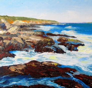 Rocky Coast Plein Air Painting by Artist Charles C. Clear III